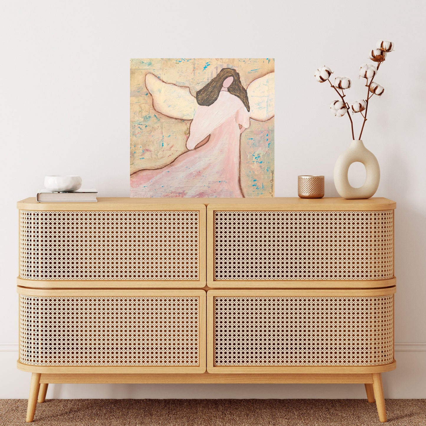 Angel in Pink & White Dress