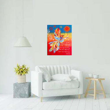 Phoenix Rising Art with Rumi Quote | Mixed Media Collage