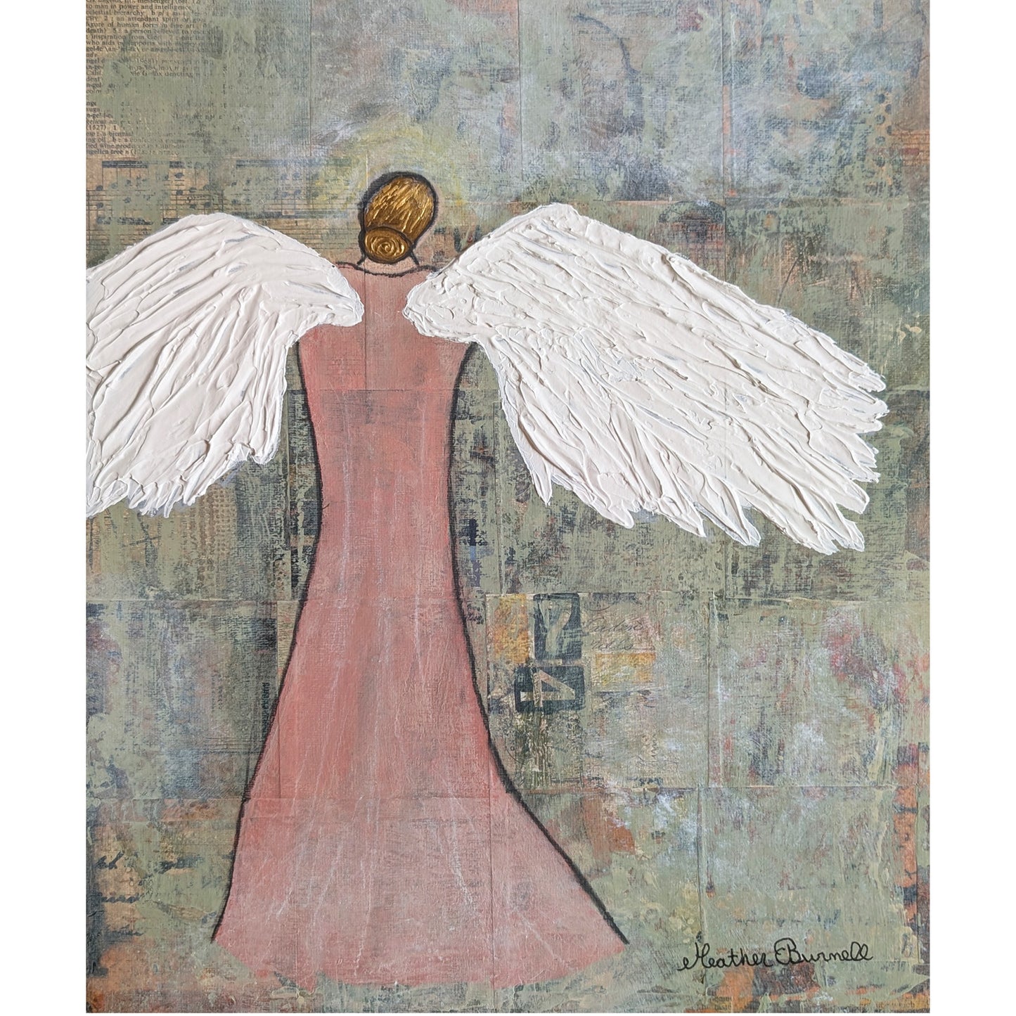 Angel in Mauve Dress Print