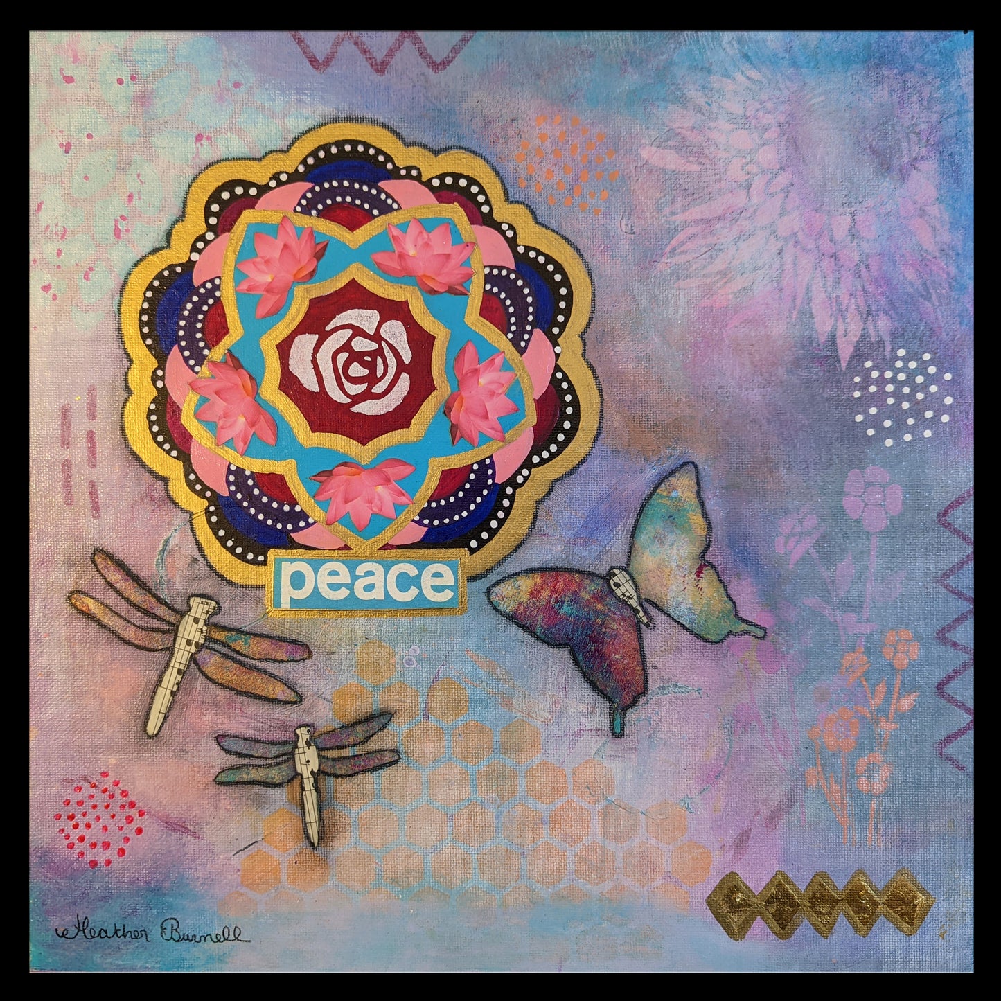 Peace with a Mandala artwork featuring calming colors and intricate geometric patterns for mindfulness