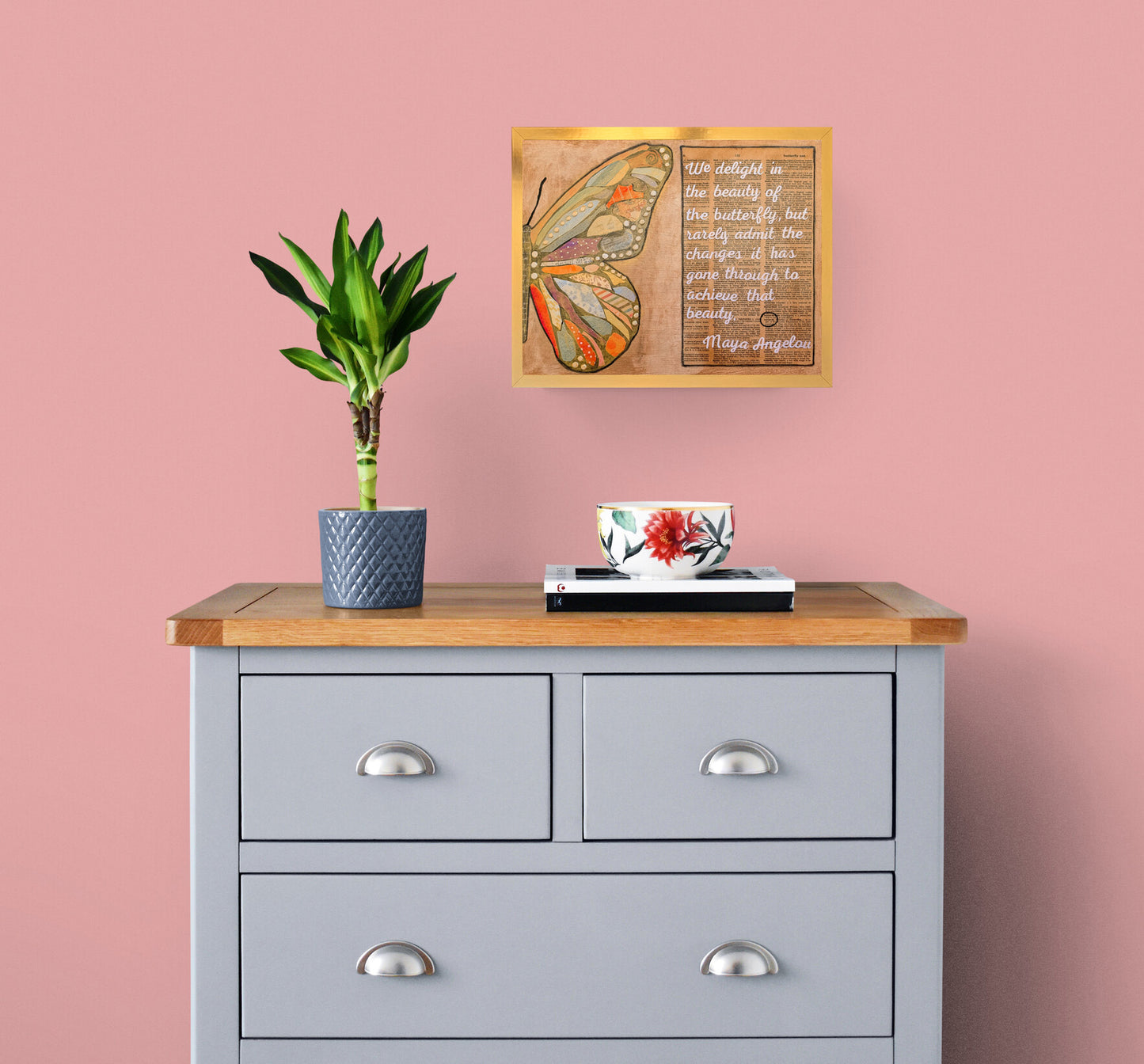 Butterfly - Maya Angelou Quote in a Gold Frame