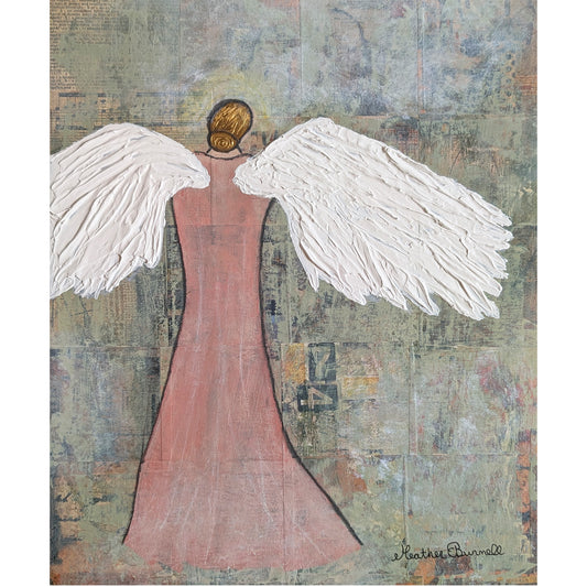 Angel in Mauve Dress Print